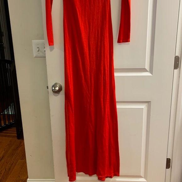 BCBG Max Azria small orange knit long with cut on top dress NWT - Picture 3 of 7